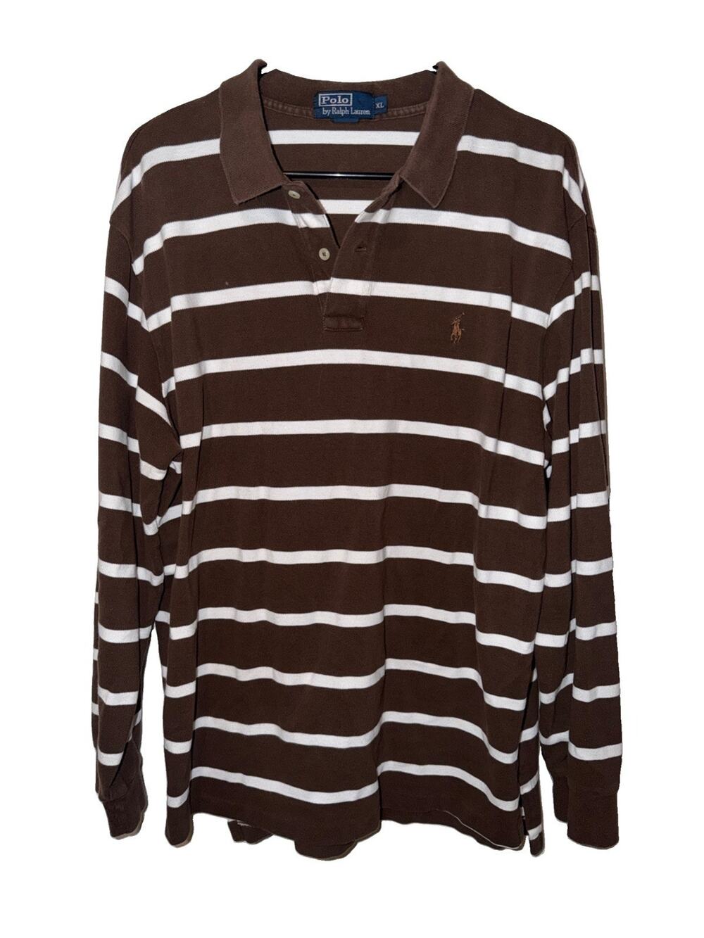 Polo Ralph Lauren Mens Vintage 90s Rugby Shirt Striped Pony Logo Sz XL